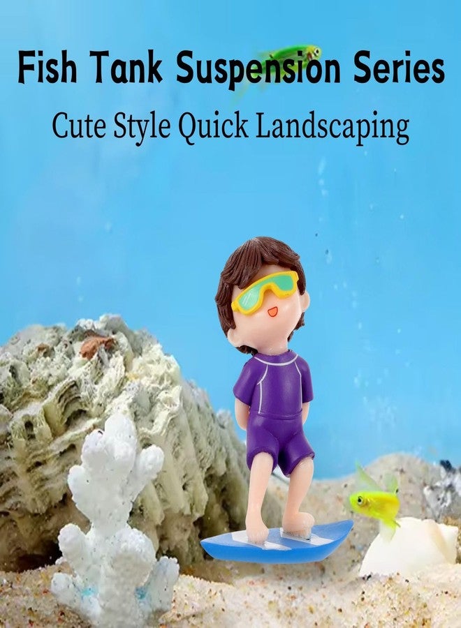 VAYINATO® Floating Fish Tank Decoration Cute Cartoon Aquarium Ornament Safe and Portable Suitable for Large Medium Small Fish Tank (Surfer boy) by Petzlifeworld - Image 3